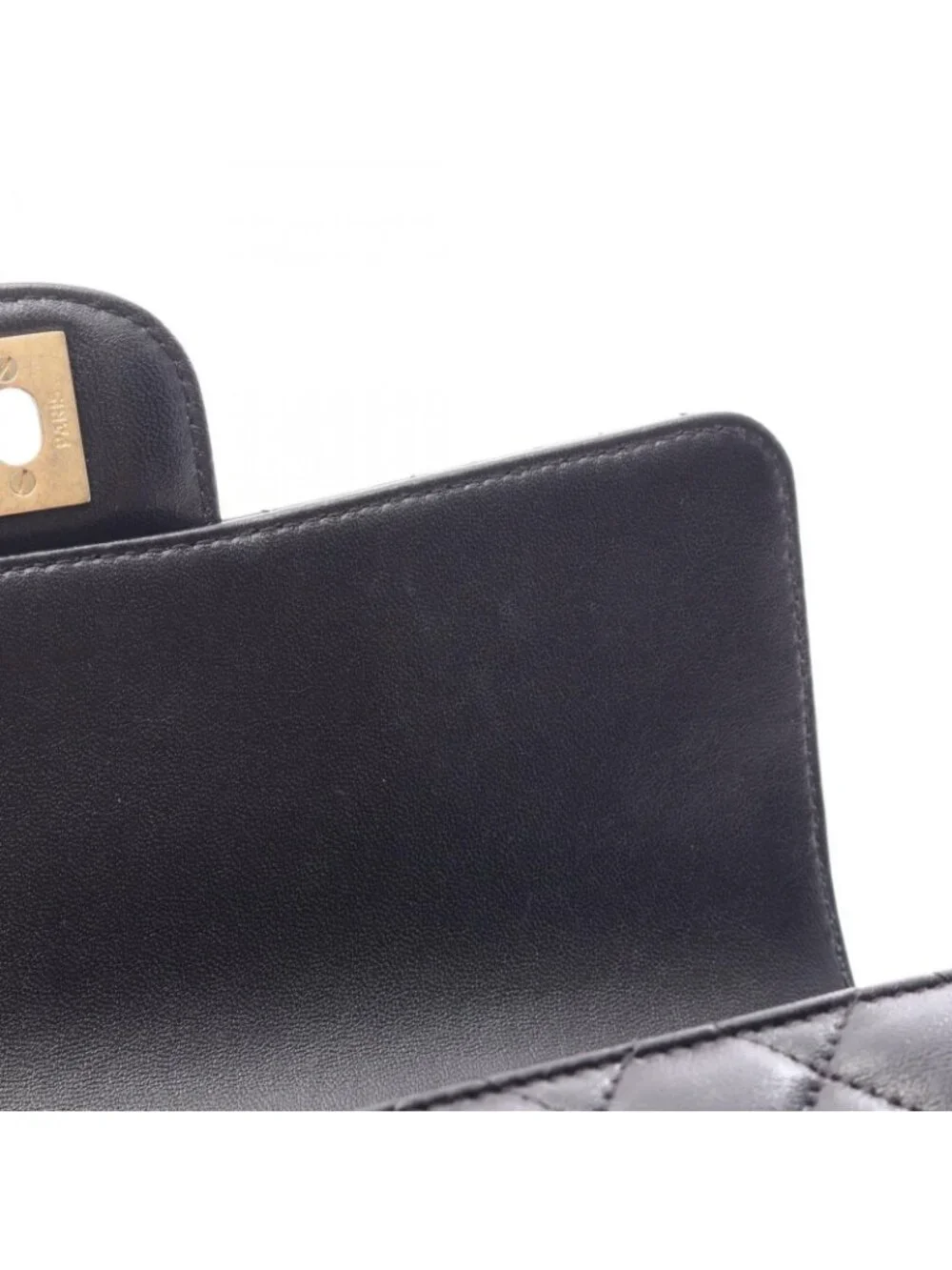 Chanel Shoulder Bag Quilted Top Handle 2-Way Black Lambskin Chain